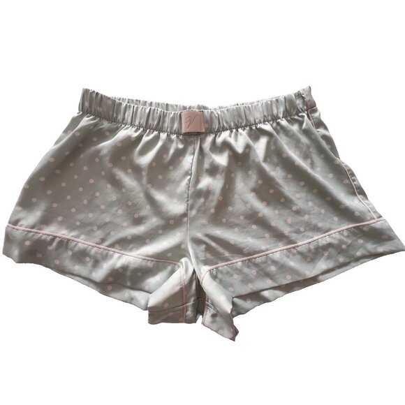 Victoria's Secret Size L Women’s Pajama Shorts Turquoise Polka Dot Satin Logo - Picture 11 of 11